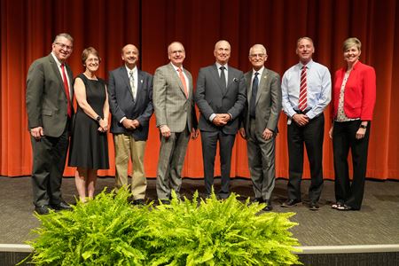 Dr. Grossman with IU School of Medicine leaders at the Stephen P. Bogdewic Lectureship in Medical Leadership