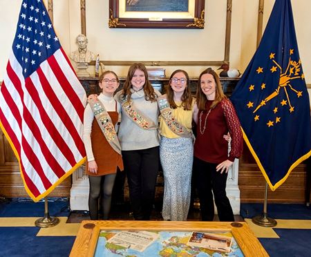 Cynthia Holladay with her Girl Scouts in the Governor's Office