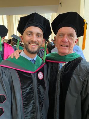 Peter Arnold at IUSM graduation with dad William Arnold, MD