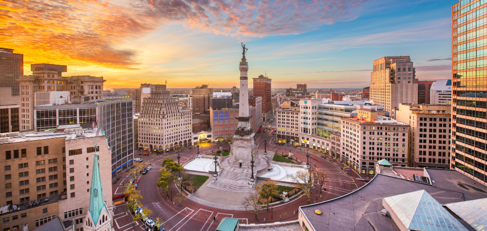 Photo of Monument Circle in downtown Indianapolis