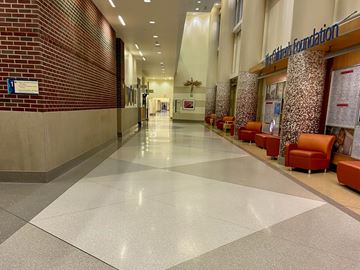 Empty hallways during initial COVID-19 shutdown at Riley Hospital for Children