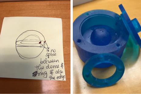 An early sketch and 3D printed model of Sharma's Translaminar Autonomous System.